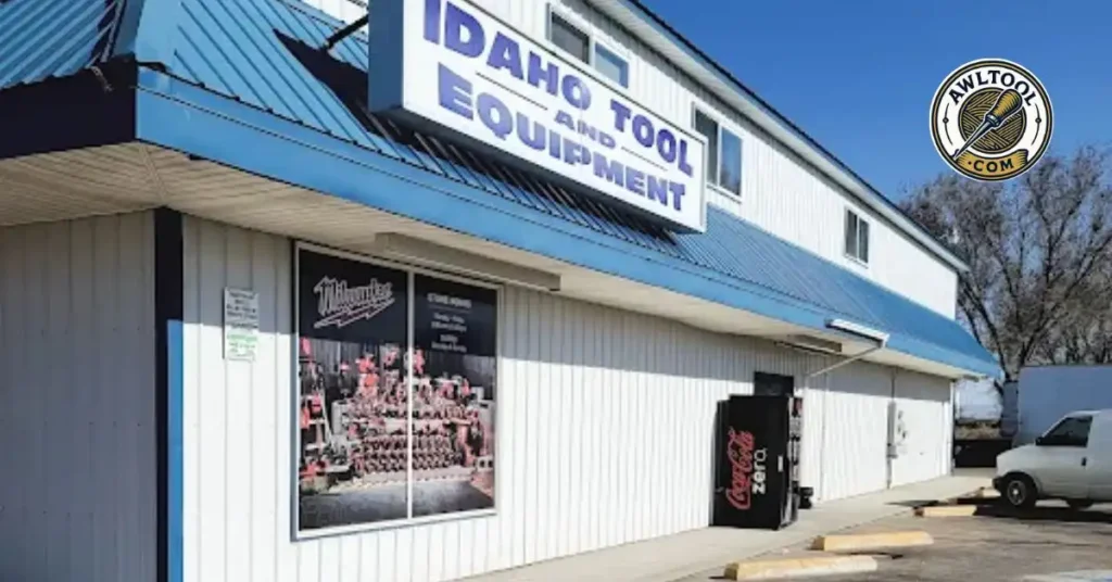 The storefront of "Idaho Tool and Equipment," a white building with a blue roof and signage, representing a local shop that sells awl tools in Idaho. 10 Best Awl Tools Shops in idaho– Local Guide 2025
