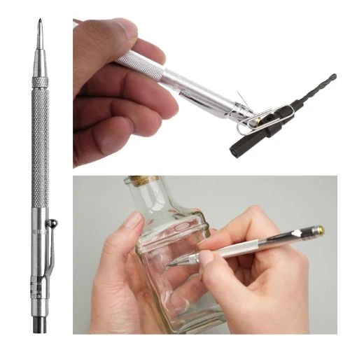 General Tools 88CM Tungsten Carbide Scribe and Magnet tool shown etching glass and using the magnetic tip to pick up small hardware, metalworking layout tool review.