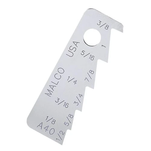 Malco A40 USA Made Sheet Metal Scriber tool featuring varying depth steps from 1/8 inch to 1 inch, designed for precise metal layout work.